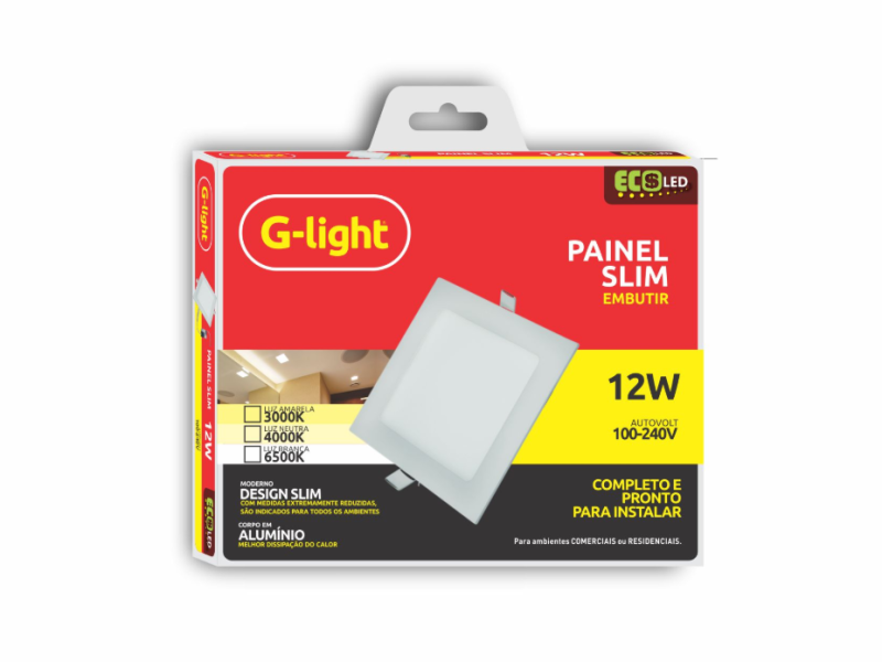 Miniatura do Painel Slim ECOLED Quadrado Embutir 12W 4000K AUTOVOLT
